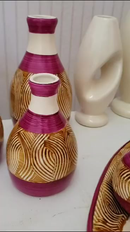Kit Conjunto 9 Peças Vasos Cerâmica Enfeite Sala Cozinha Completo Decorativas Trio Rack Centro Mesa