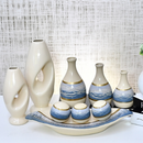 Kit Conjunto 9 Peças Vasos Cerâmica Enfeite Sala Cozinha Completo Decorativas Trio Rack Centro Mesa