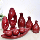 Kit Conjunto 9 Peças Vasos Cerâmica Enfeite Sala Cozinha Completo Decorativas Trio Rack Centro Mesa