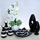 Kit Conjunto 9 Peças Vasos Cerâmica Enfeite Sala Cozinha Completo Decorativas Trio Rack Centro Mesa