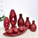 Kit Conjunto 9 Peças Vasos Cerâmica