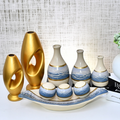 Kit Conjunto 9 Peças Vasos Cerâmica