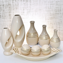 Kit Conjunto 9 Peças Vasos Cerâmica Enfeite Sala Cozinha Completo Decorativas Trio Rack Centro Mesa