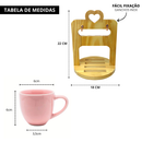 Kit 4 Xícaras em Porcelana Com Suporte E Pires Coração 95ml