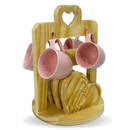 Kit 4 Xícaras em Porcelana Com Suporte E Pires Coração 95ml