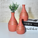 Kit 3 Jarros Decorados Trio Vaso Ceramica Enfeite Centro Mesa Sala enfeite Casa rack Aparador Nicho