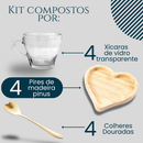 Kit Pires Coração + Xícaras Cafezinho + Colherzinha Dourada Rosê 12pç no Total