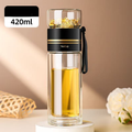 Garrafa de Vidro Duplo para Chá com Filtro Infusor 420ml