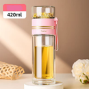 Garrafa de Vidro Duplo para Chá com Filtro Infusor 420ml