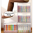 Caixa Organizadora de Livros em Acrílico Transparente -com Tampa Exibição Proteção Contra Poeira