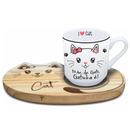Kit Luxo Cat 240ML Mãe de Gato, Gatinha É - Xícara Estampa Delicada - Presente Criativo