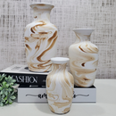 Kit 3 Jarros Decorados Trio Vaso Ceramica Enfeite Centro Mesa Sala enfeite Casa rack Aparador Nicho