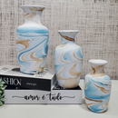 Kit 3 Jarros Decorados Trio Vaso Ceramica Enfeite Centro Mesa Sala enfeite Casa rack Aparador Nicho