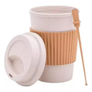 Copo Fibra Bambu c/ Tampa 450ml - Reutilizável - Ecológico