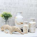 Kit 4 Peças - Enfeite Pantera Cerâmica Moderno + 3 Vasos Decorativos