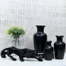 Kit 4 Peças - Enfeite Pantera Cerâmica Moderno + 3 Vasos Decorativos