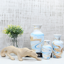 Kit 4 Peças - Enfeite Pantera Cerâmica Moderno + 3 Vasos Decorativos