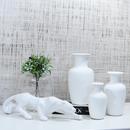 Kit 4 Peças - Enfeite Pantera Cerâmica Moderno + 3 Vasos Decorativos