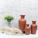 Kit 4 Peças - Enfeite Pantera Cerâmica Moderno + 3 Vasos Decorativos