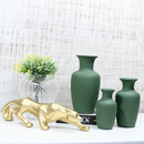 Kit 4 Peças - Enfeite Pantera Cerâmica Moderno + 3 Vasos Decorativos