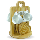 Kit 4 Xícaras em Porcelana Com Suporte E Pires Coração 95ml