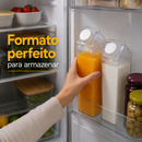 Kit 3 Garrafas Acrílico Transparente 500ml 1000ml 1Litro Caixa Leite Suco Água Geladeira