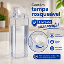 Kit 3 Garrafas Acrílico Transparente 500ml 1000ml 1Litro Caixa Leite Suco Água Geladeira