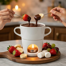 Fondue de Porcelana Branca para Chocolate e Queijo com Vela | Presente Romântico
