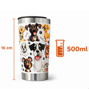 Copo Térmico 500ml Cachorro Pet Aço Inox Gravação UV 360° Presente Amante de Cães Tampa Abridor