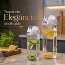 Kit 3 Garrafas Acrílico Transparente 500ml 1000ml 1Litro Caixa Leite Suco Água Geladeira