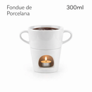 Fondue de Porcelana Branca para Chocolate e Queijo com Vela | Presente Romântico