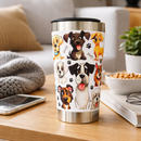 Copo Térmico 500ml Cachorro Pet Aço Inox Gravação UV 360° Presente Amante de Cães Tampa Abridor