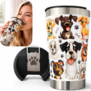 Copo Térmico 500ml Cachorro Pet Aço Inox Gravação UV 360° Presente Amante de Cães Tampa Abridor