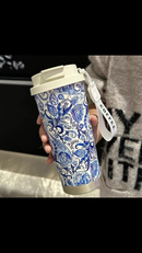 Copo De Café Térmico Caneca 500ml Aço Inoxidável Design Duplo Bico Estampa Moderna